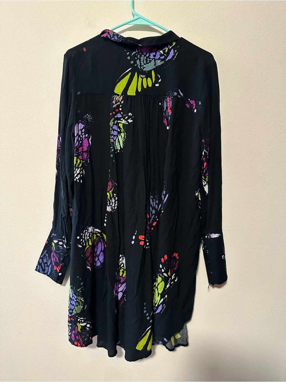 NWT Free People Field Of Butterflies Printed Hi-Low Tunic Black Size S - Picture 3 of 7